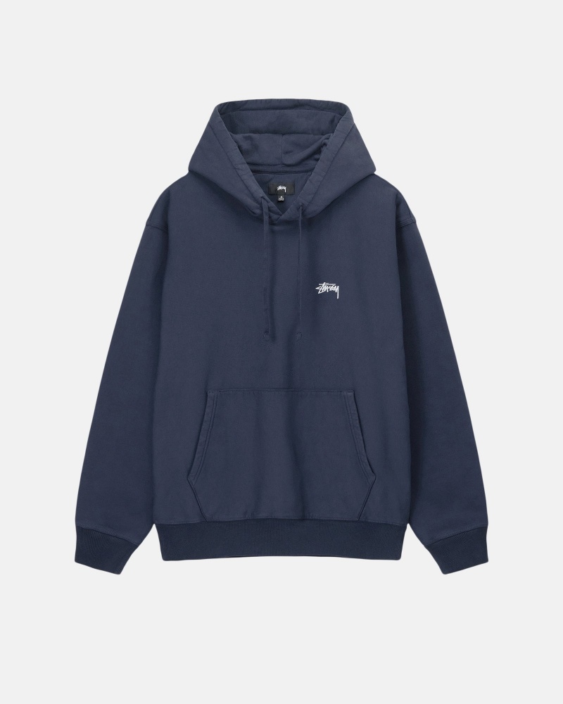 Navy Stüssy Overdyed Stock Logo Hoodie | WNMJ-73984