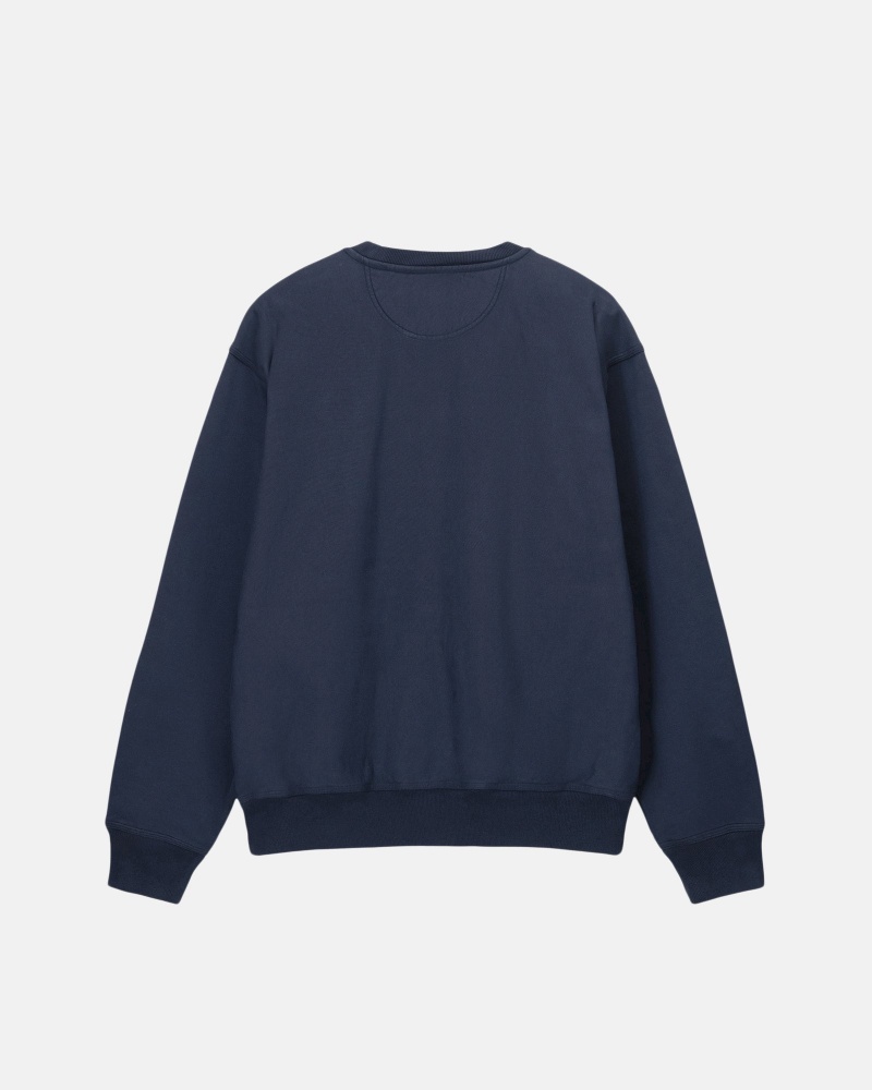 Navy Stüssy Stock Logo Crew | WGDL7-0946