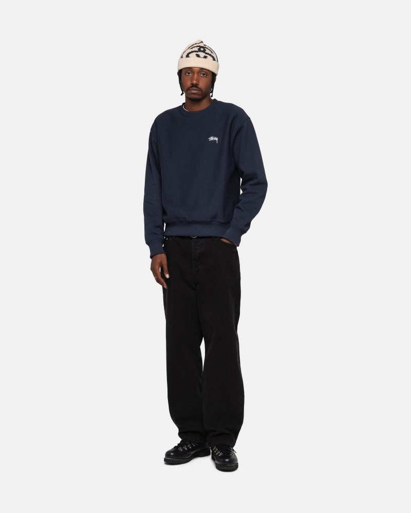 Navy Stüssy Stock Logo Crew | WGDL7-0946