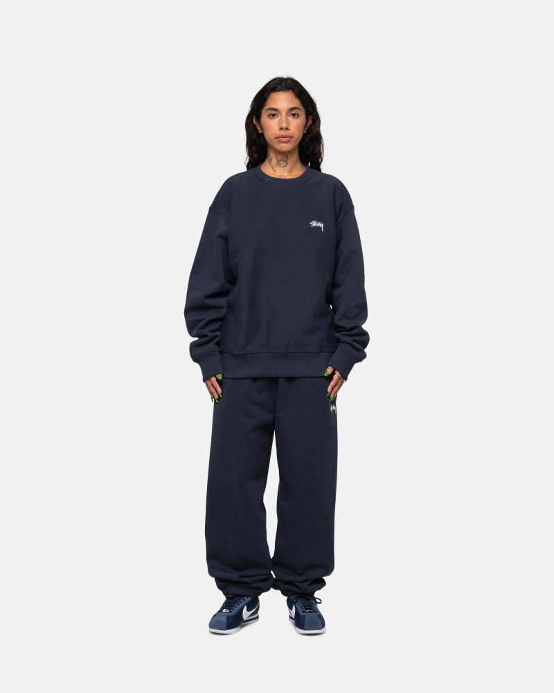 Navy Stüssy Stock Logo Crew | WGDL7-0946