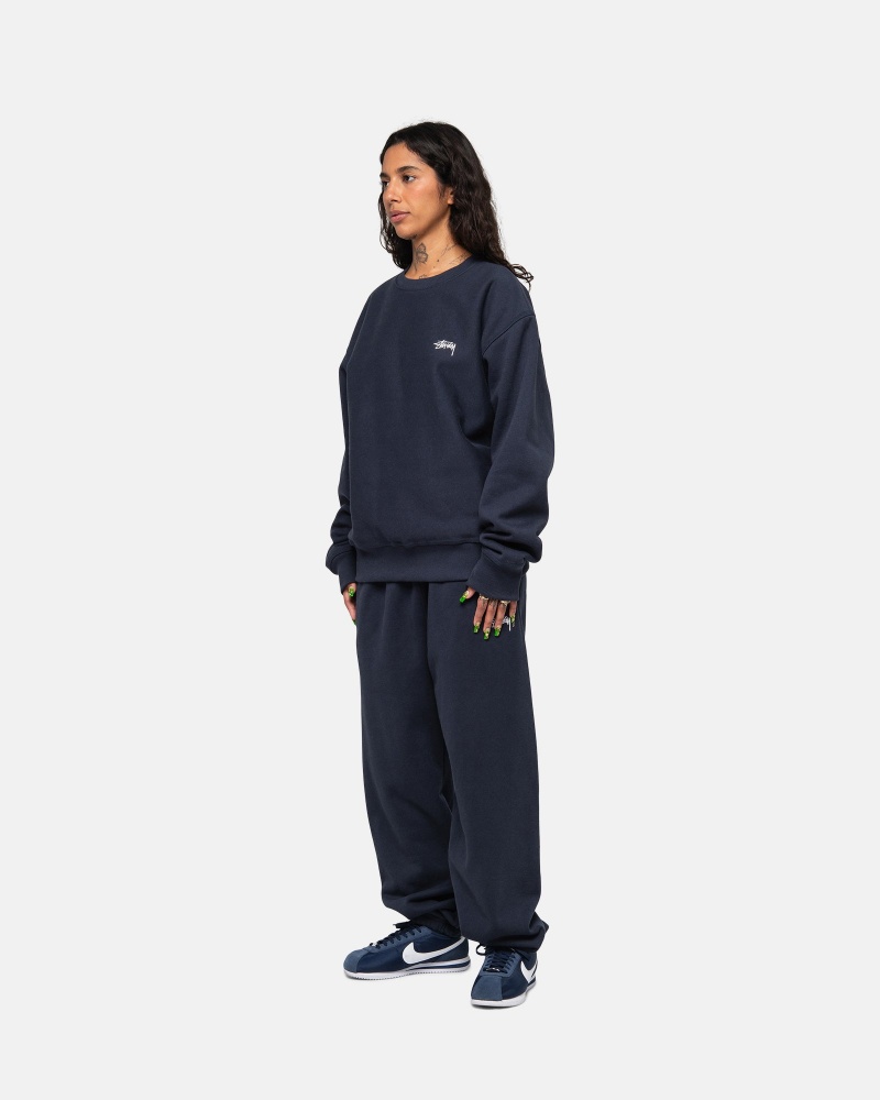 Navy Stüssy Stock Logo Crew | WGDL7-0946