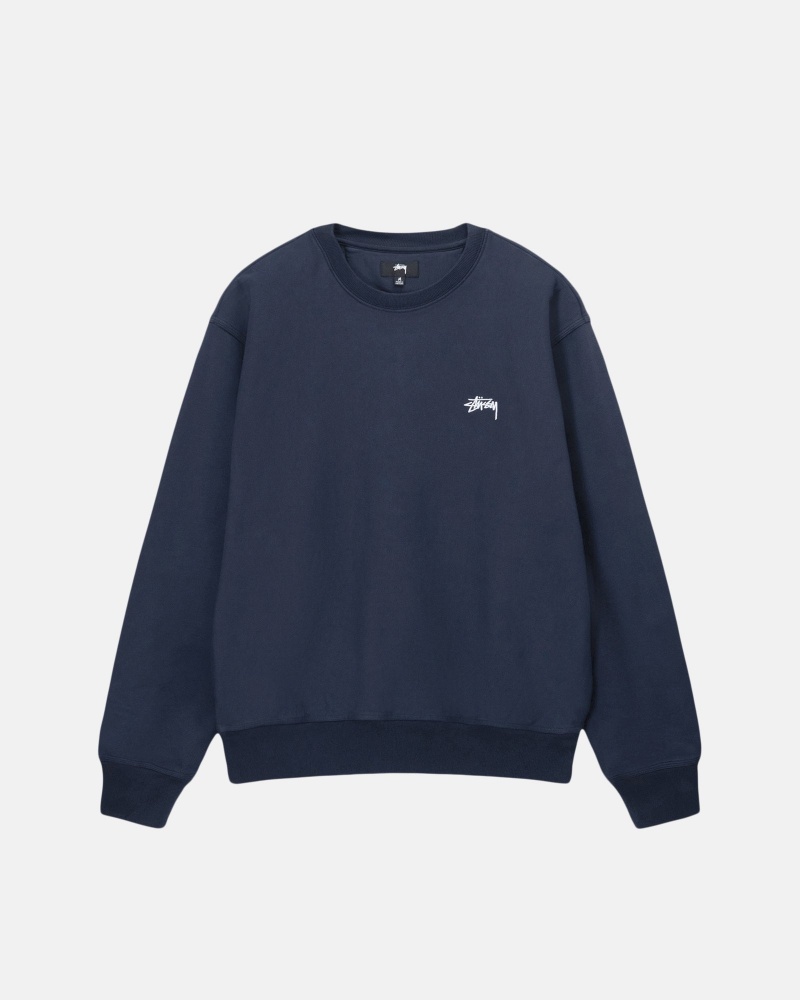 Navy Stüssy Stock Logo Crew | WGDL7-0946