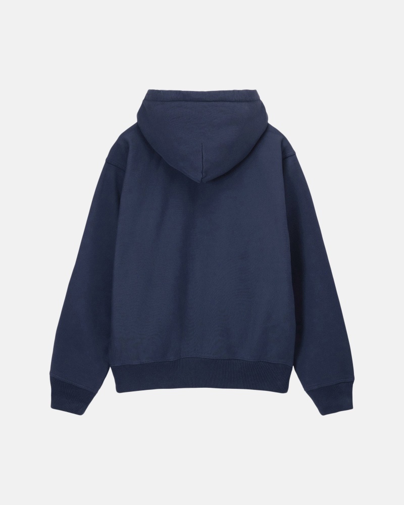 Navy Stüssy Stock Logo Zip Hoodie | DJBY8-7123