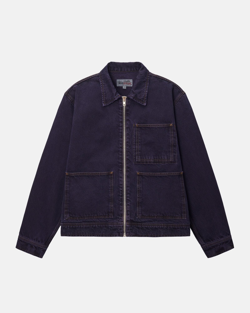 Nightshade Stüssy Zip Work Jacket Denim | TFGL3-0798