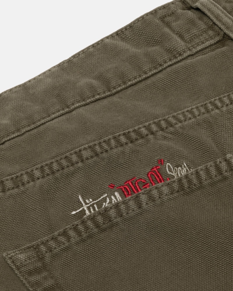 Olive Drab Stüssy Big Ol' Jean Washed Canvas | VSUB9-5168