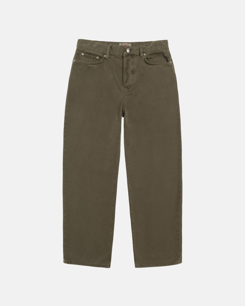 Olive Drab Stüssy Big Ol\' Jean Washed Canvas | VSUB9-5168