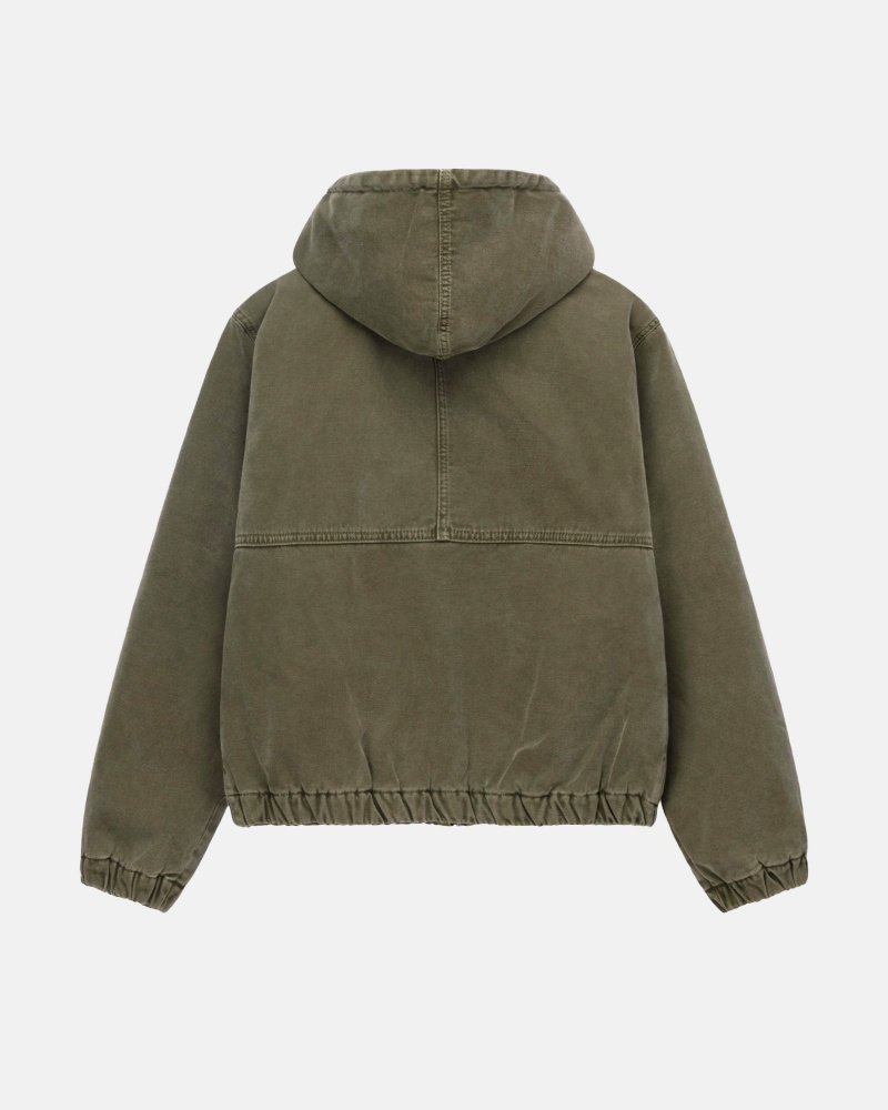 Olive Drab Stüssy Work Jacket Insulated Canvas | YTSC-43205