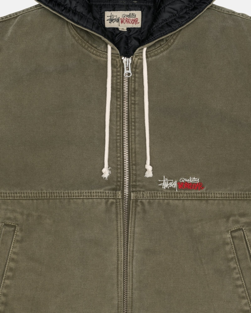 Olive Drab Stüssy Work Jacket Insulated Canvas | YTSC-43205