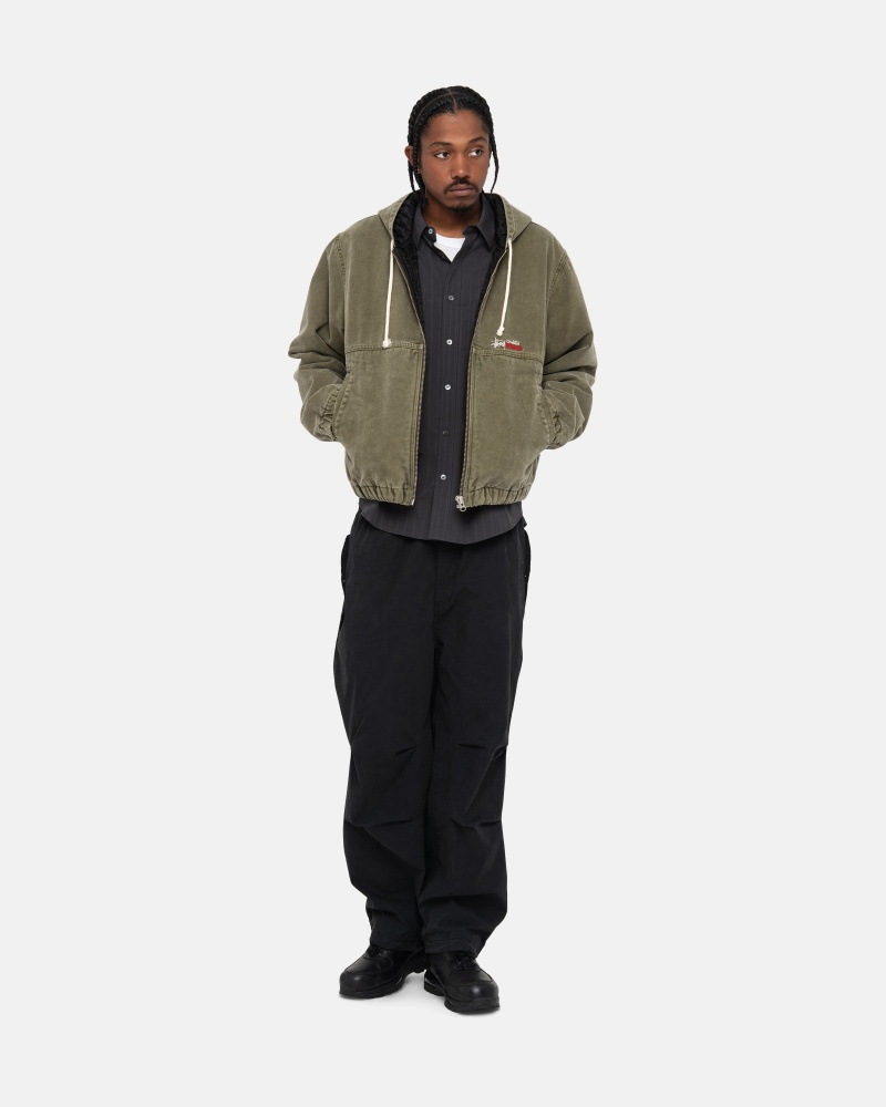 Olive Drab Stüssy Work Jacket Insulated Canvas | YTSC-43205