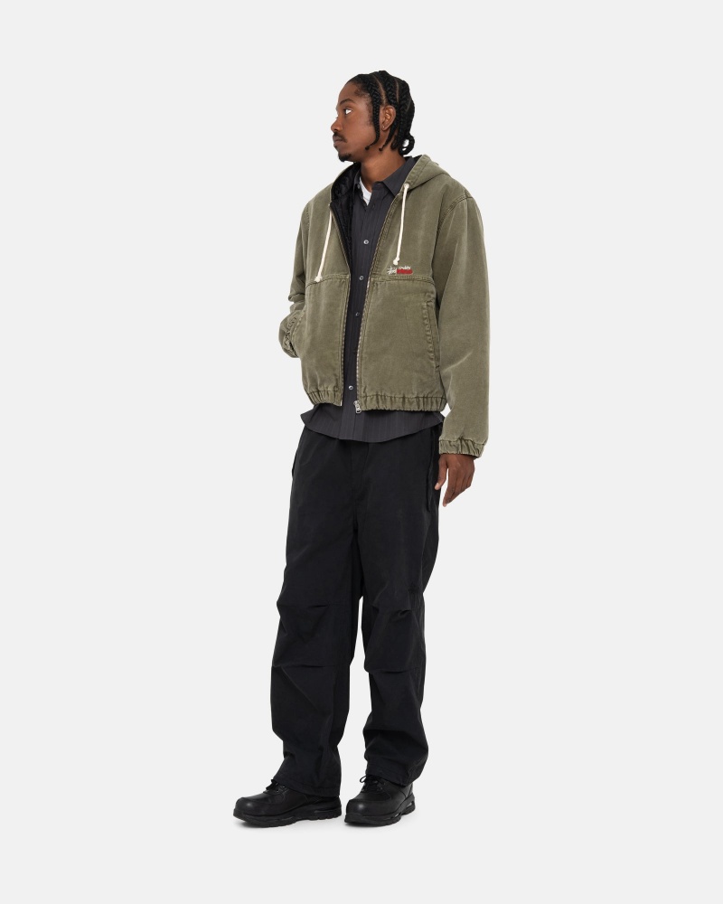 Olive Drab Stüssy Work Jacket Insulated Canvas | YTSC-43205