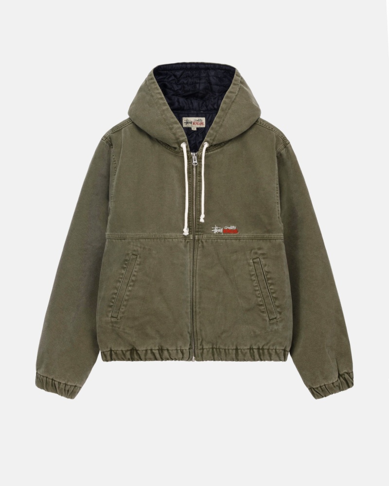 Olive Drab Stüssy Work Jacket Insulated Canvas | YTSC-43205