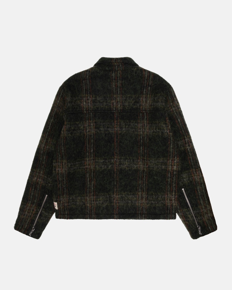 Olive Plaid Stüssy Mohair Club Jacket | YTQB3-4580