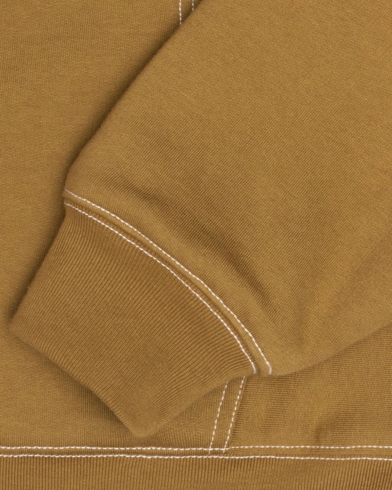 Olive Stüssy Contrast Stitch Label Hoodie | HEBG6-0853