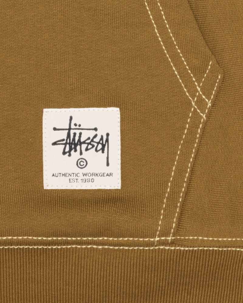 Olive Stüssy Double Face Label Zip Hoodie | GMHB1-9462