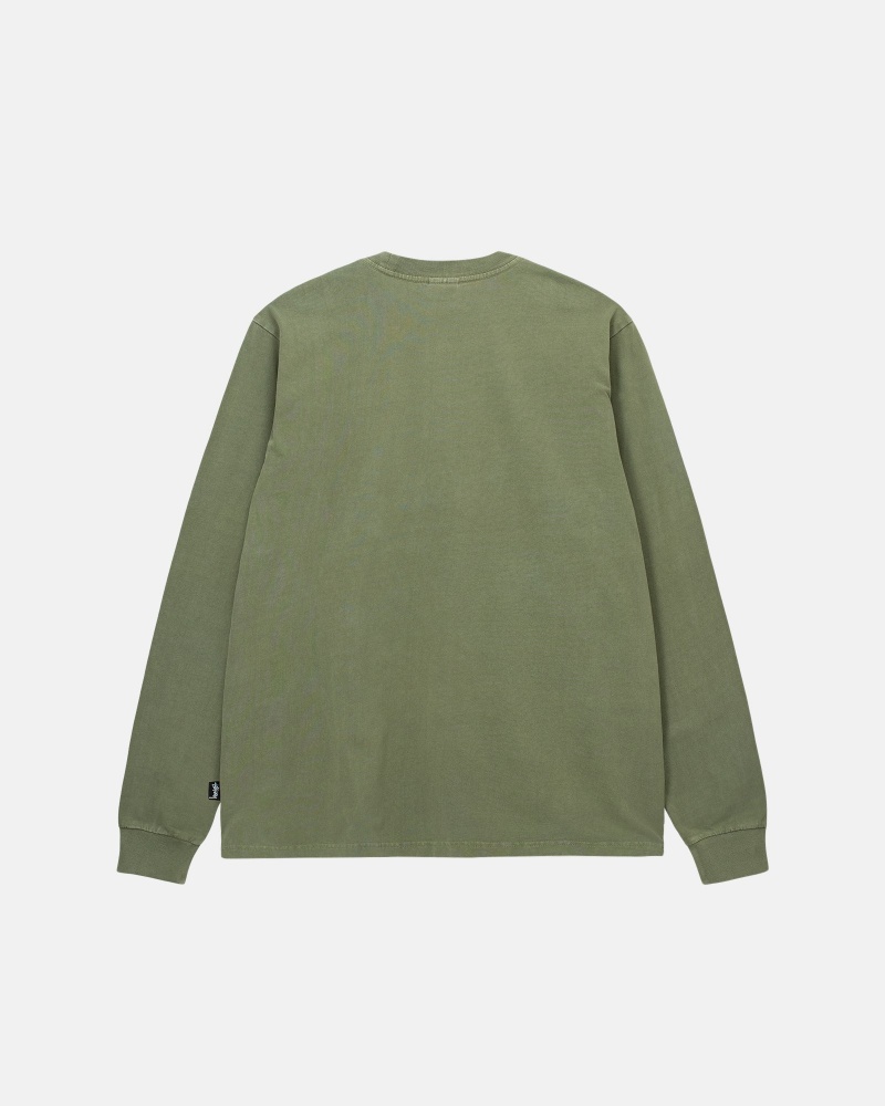 Olive Stüssy Heavyweight Pigment Dyed Ls Crew | AEBN-08369