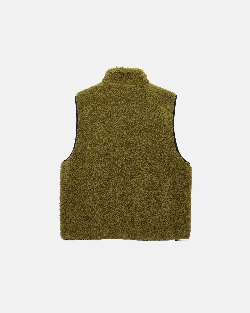 Olive Stüssy Sherpa Reversible Vest | HGLX-80439