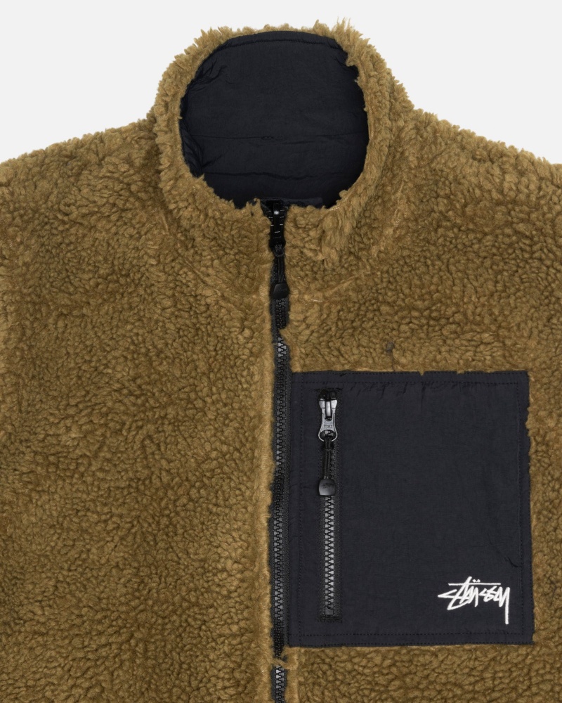 Olive Stüssy Sherpa Reversible Vest | HGLX-80439