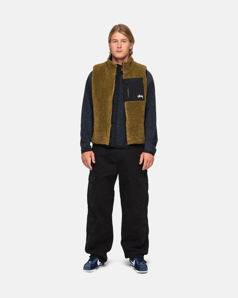 Olive Stüssy Sherpa Reversible Vest | HGLX-80439