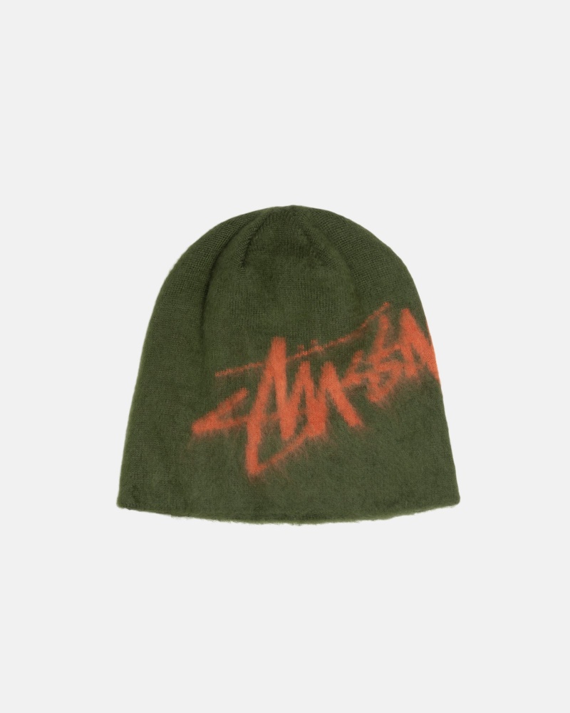 Olive Stüssy Skullcap Brushed Out Stock | IJLT-08194