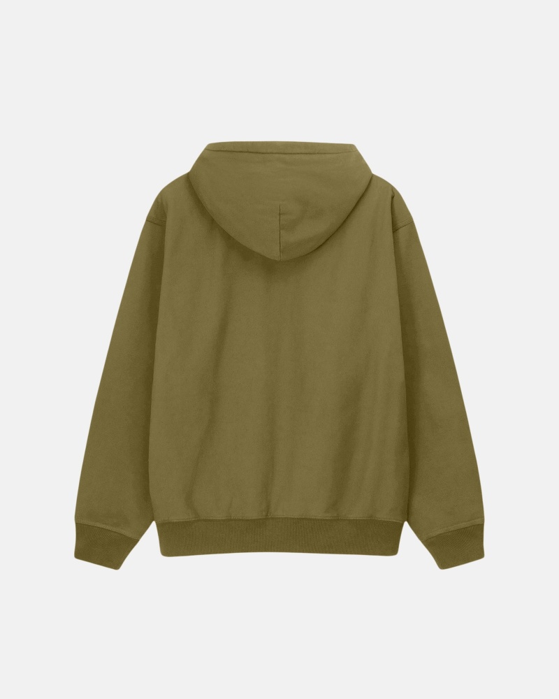 Olive Stüssy Stock Logo Hoodie | ZCBT3-9261