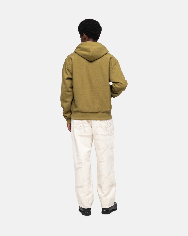 Olive Stüssy Stock Logo Hoodie | ZCBT3-9261