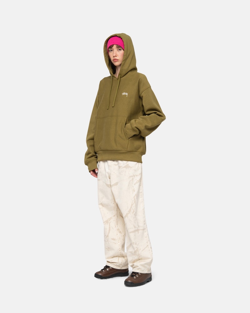 Olive Stüssy Stock Logo Hoodie | ZCBT3-9261