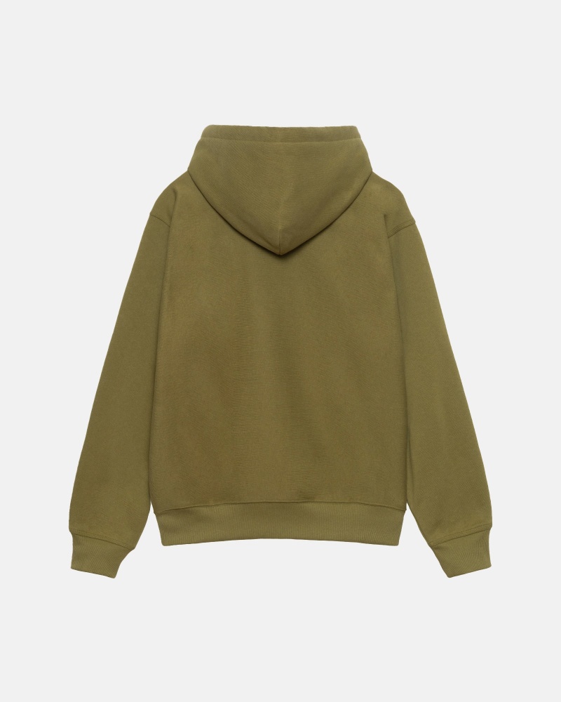 Olive Stüssy Stock Logo Zip Hoodie | ZXTE6-8572