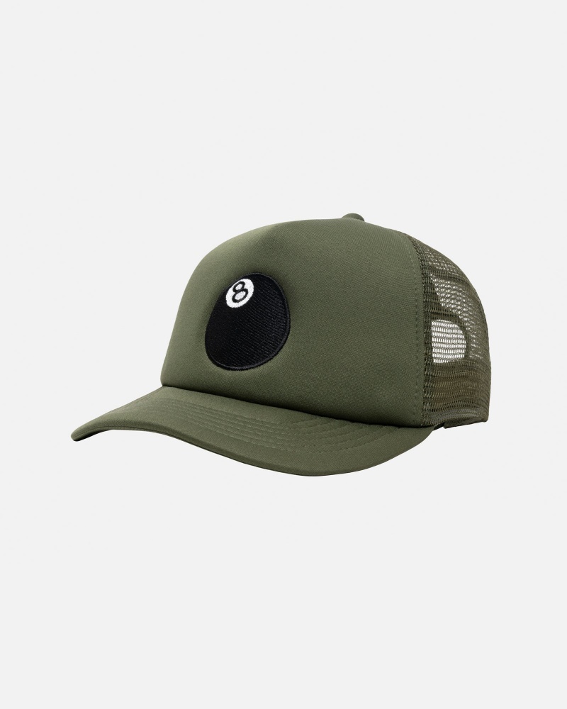 Olive Stüssy Trucker 8 Ball Snapback | MYFB1-6735