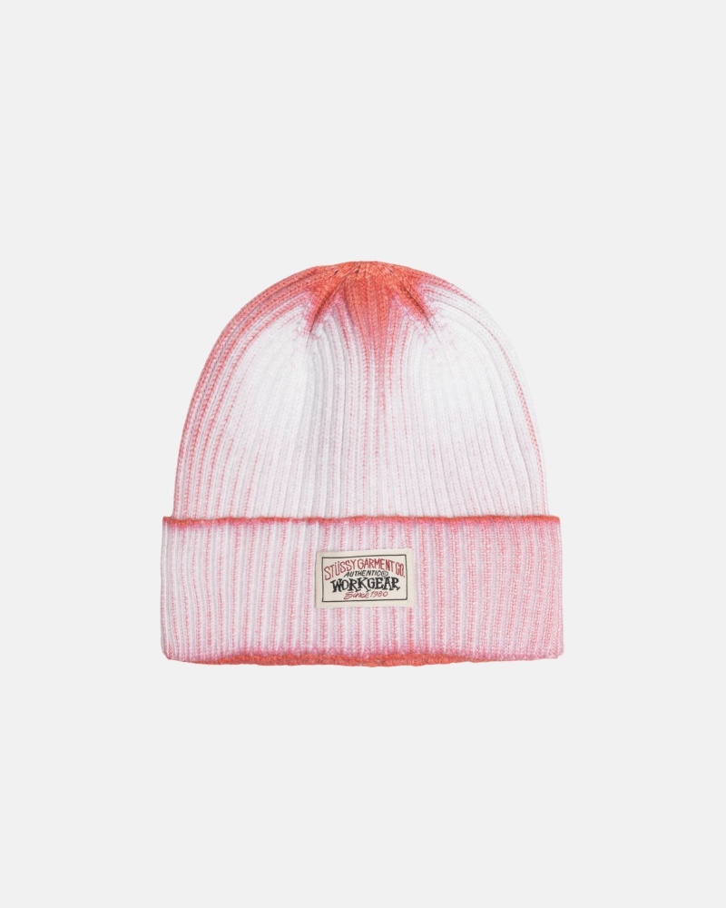 Orange Stüssy Cuff Beanie Workgear Spray | HTBQ-21065