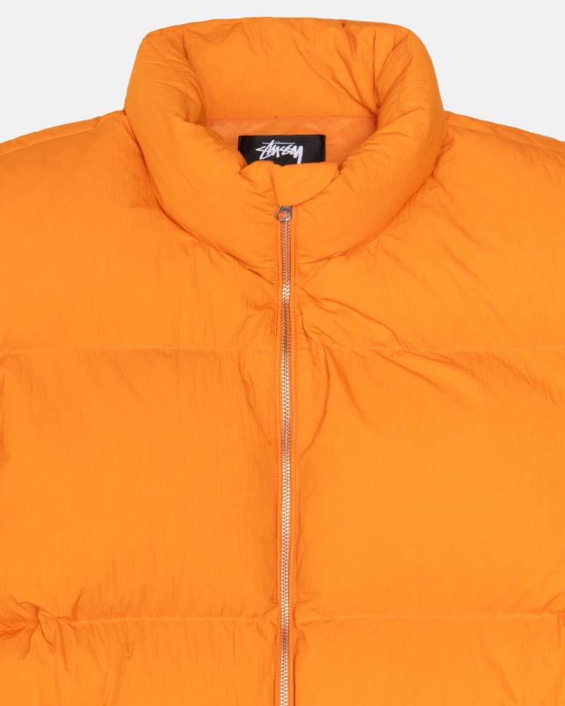 Orange Stüssy Down Puffer Nylon | PMYT8-9527