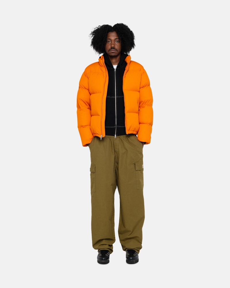 Orange Stüssy Down Puffer Nylon | PMYT8-9527