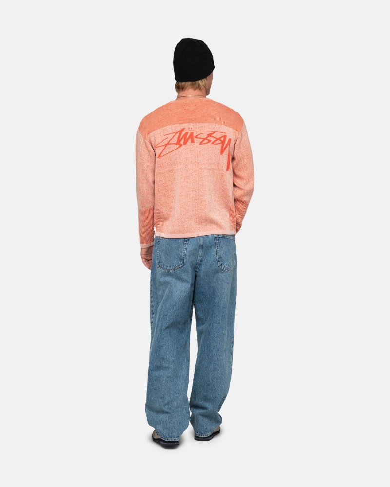 Orange Stüssy Engineered Panel Sweater | GJHI7-2693