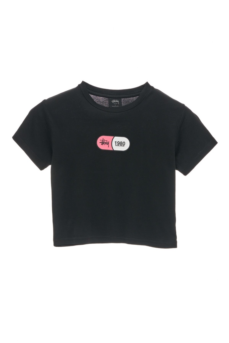 Pigment Black Stüssy Capsule Rib Tee | HVCNWR-238