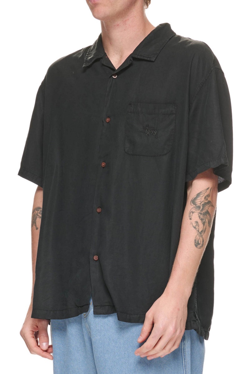 Pigment Black Stüssy Pigment Dyed Tencel Ss Shirt | VBYPGI-293