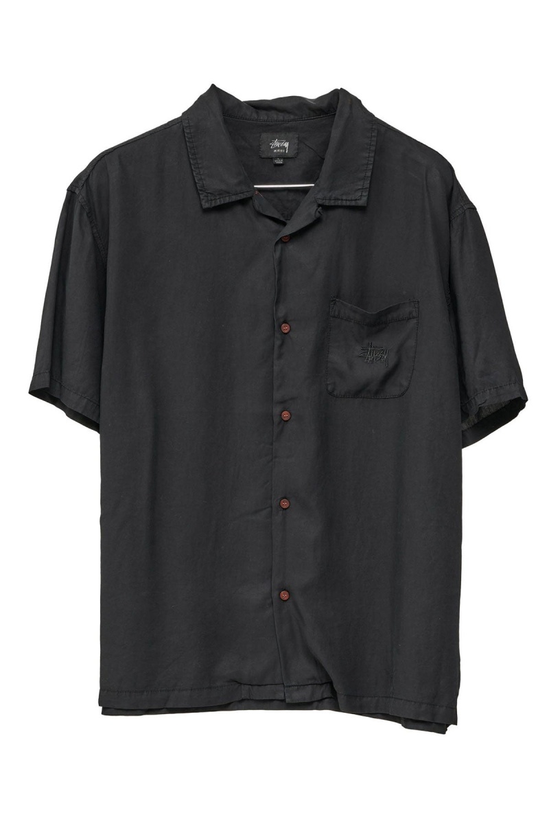 Pigment Black Stüssy Pigment Dyed Tencel Ss Shirt | VBYPGI-293