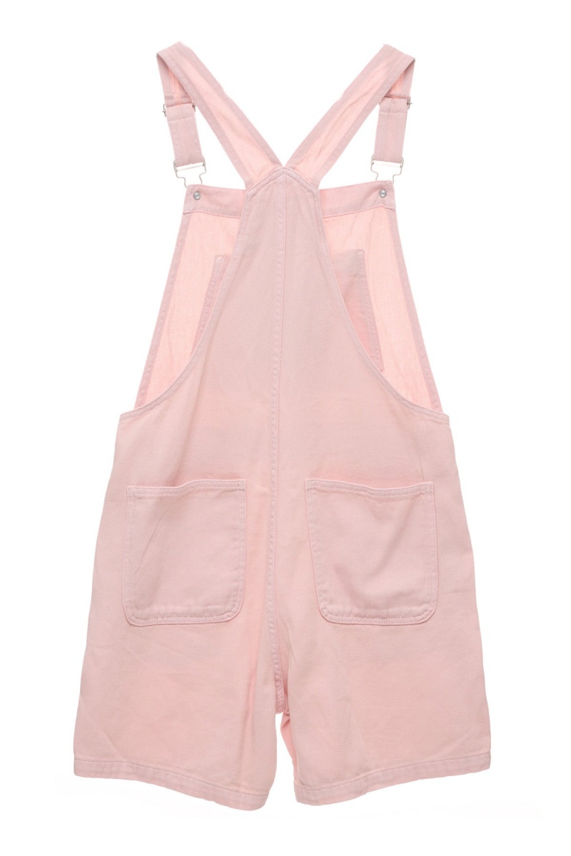 Pigment Washed Pink Stüssy Nevada Denim Short Overall | JRIOPM-630