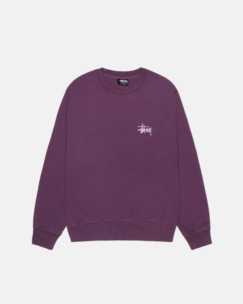 Purple Stüssy Basic Stussy Crew Pigment Dyed | YJTN0-8296