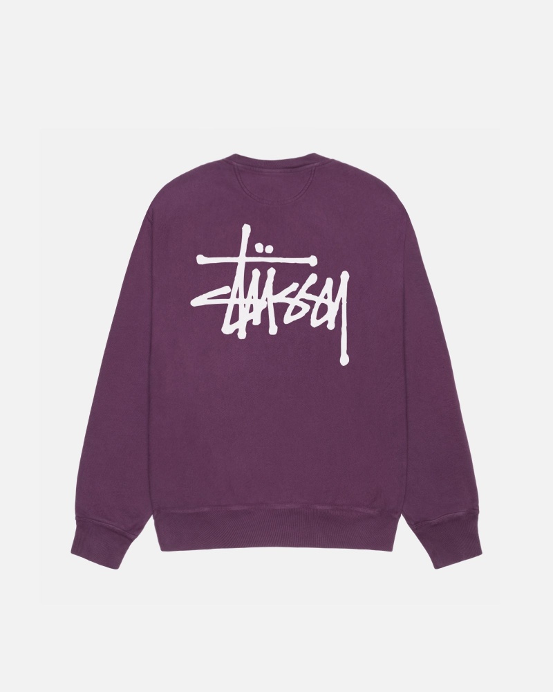 Purple Stüssy Basic Stussy Crew Pigment Dyed | YJTN0-8296