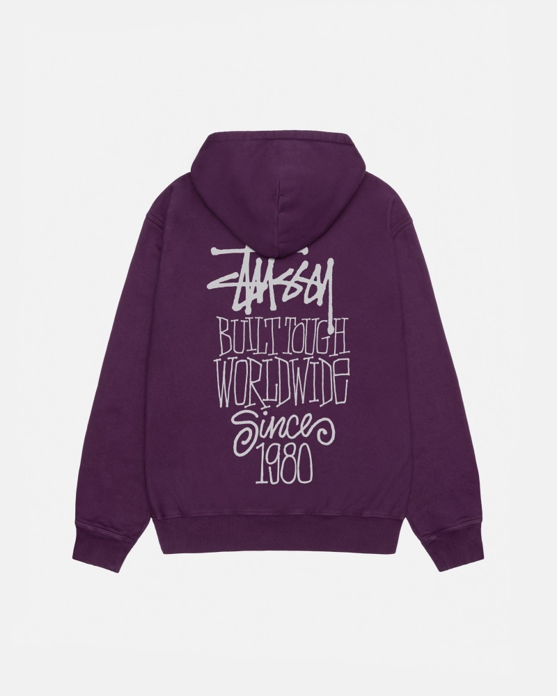 Purple Stüssy Built Tough Hoodie Pigment Dyed | HVTW-61302