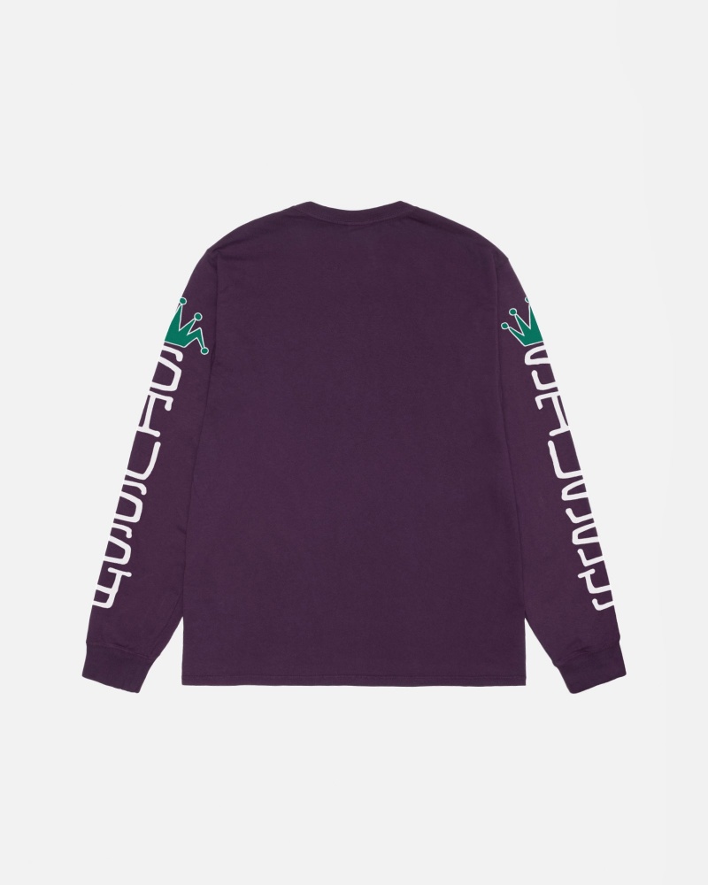 Purple Stüssy Jumbo LS Tee Pigment Dyed | RGQK-57216