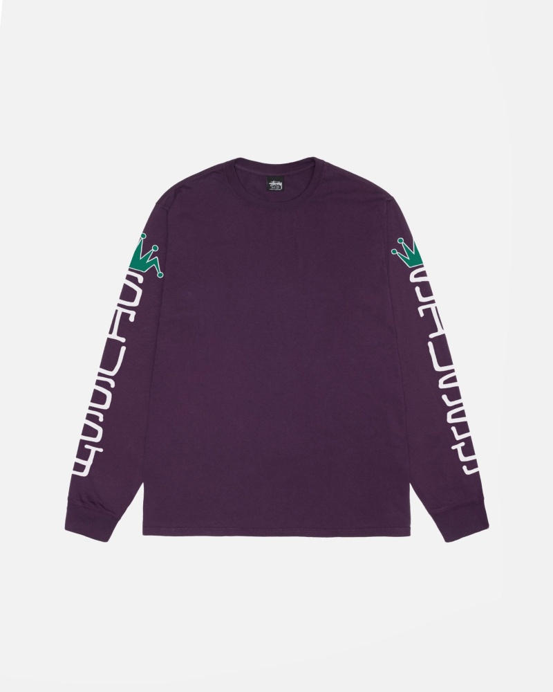 Purple Stüssy Jumbo LS Tee Pigment Dyed | RGQK-57216