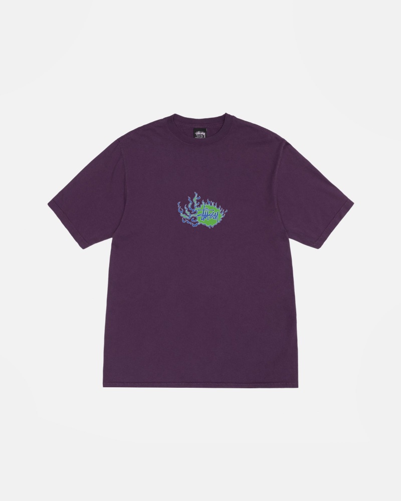 Purple Stüssy Mosaic Dragon Tee Pigment Dyed | YHVD-15289