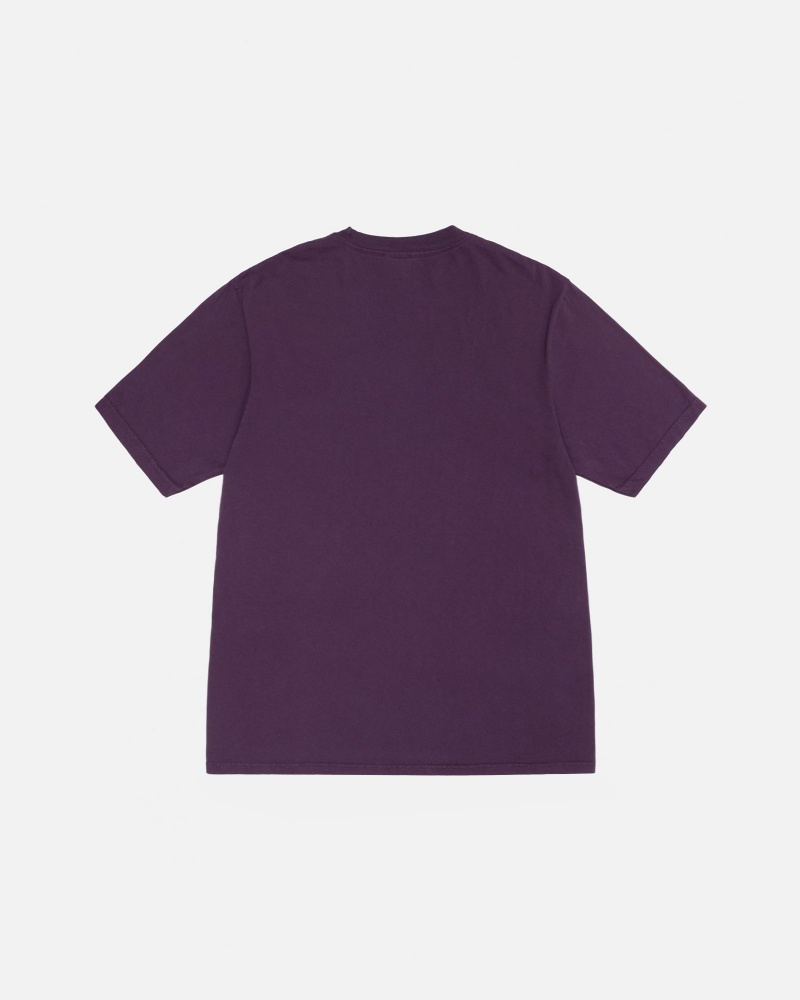 Purple Stüssy Small Stock Tee Pigment Dyed | TNUI-28651