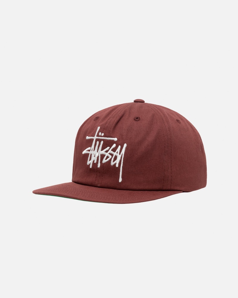 Red Brown Stüssy Mid-Depth Basic Strapback | MIAT4-2593