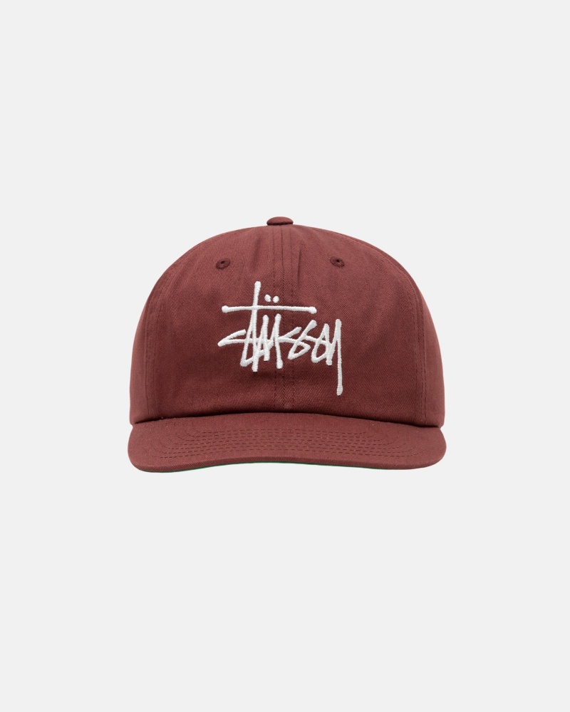 Red Brown Stüssy Mid-Depth Basic Strapback | MIAT4-2593