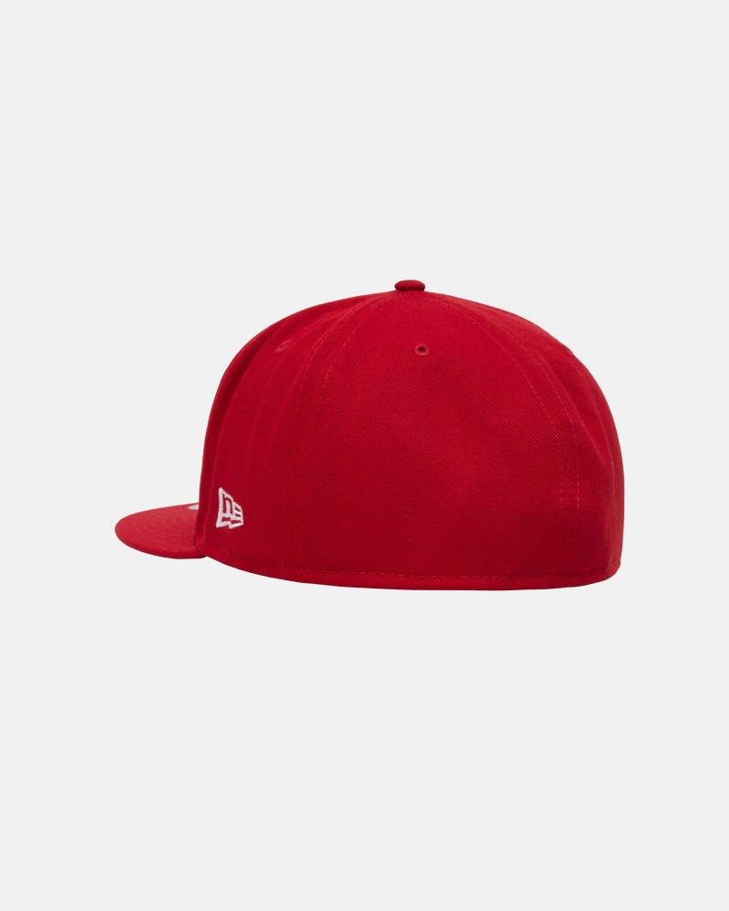 Red Stüssy New Era 59Fifty Curly S | HELV7-8341