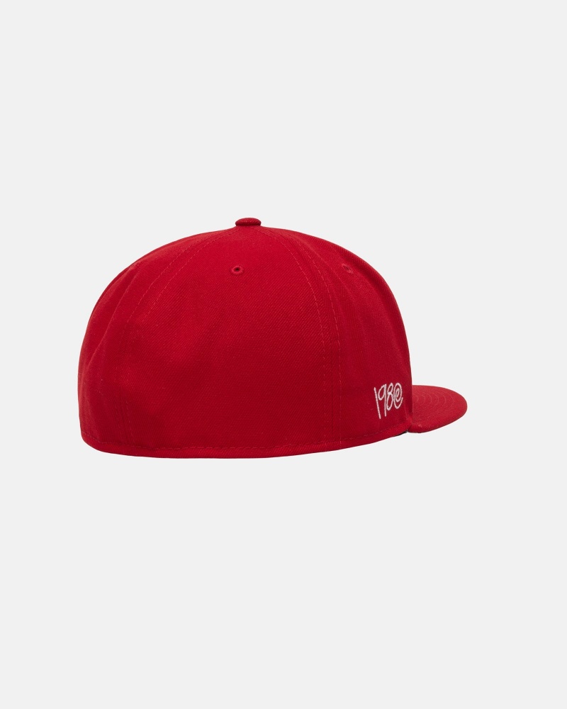 Red Stüssy New Era 59Fifty Curly S | HELV7-8341