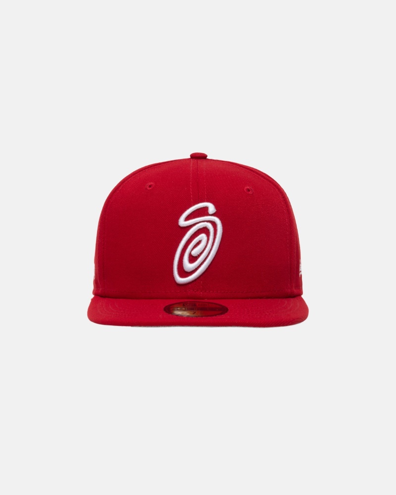 Red Stüssy New Era 59Fifty Curly S | HELV7-8341