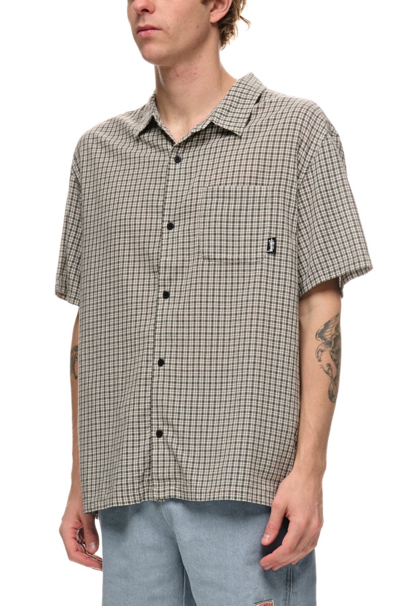 Slate Blue Stüssy Kemp Check Ss Shirt | ERUOJG-935