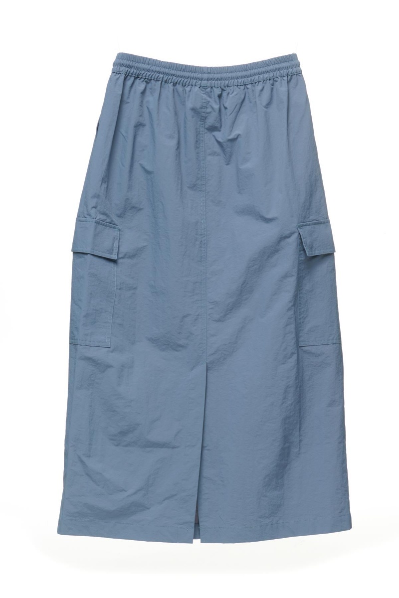 Steel Blue Stüssy Nylon Cargo Midi Skirt | IBTFDC-430